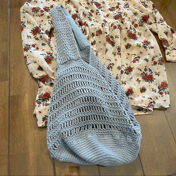 Free People Anguilla Macrame Tote Light Blue - Picture 2 of 7